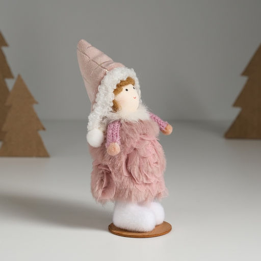 Кукла интерьерная Девочка в тёплом розовом платьишке 5,5х5,5х13,5 см - Simaland фото 3