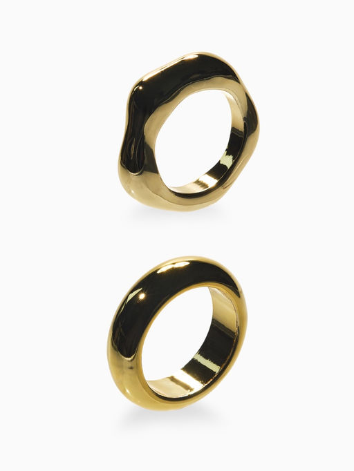 Кольцо пластик «Стиль», набор 2 шт. размер 17, цвет золото