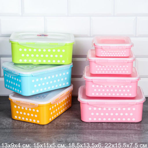 Салатник квадратный 4 штуки с крышками Горох / ZH-023 /уп 48/ - Галеонтрейд фото 7