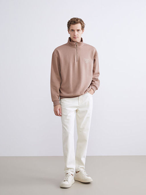 Fermuarl? Dik Yaka Erkek Sweatshirt
