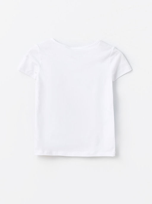 Bisiklet Yaka Bask?l? K?sa Kollu K?z ?ocuk Ti??rt - Waikiki фото 2