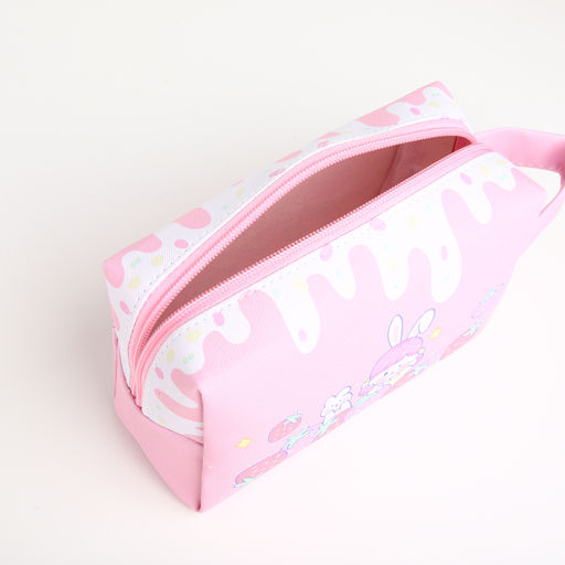 Косметичка на молнии с ручкой, маленькая, с принтом Hello, розовая - Simaland фото 3