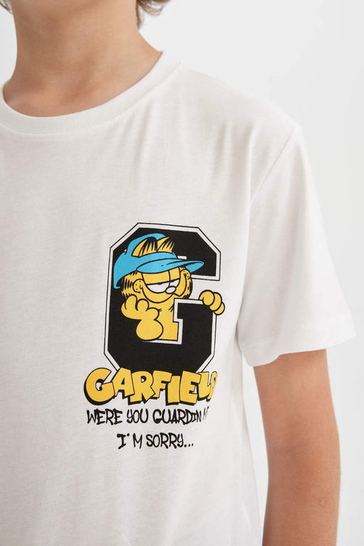 Футболка с короткими рукавами и круглым вырезом Garfield для мальчиков - Defacto фото 6