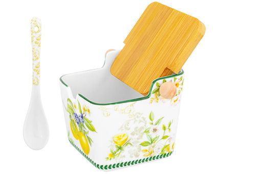 Банка для сыпучих продуктов 300 мл 12*9,5*9 см Лимоны с откидной бамбук.крышкой NEW BONE CHINA - Elan gallery фото 15