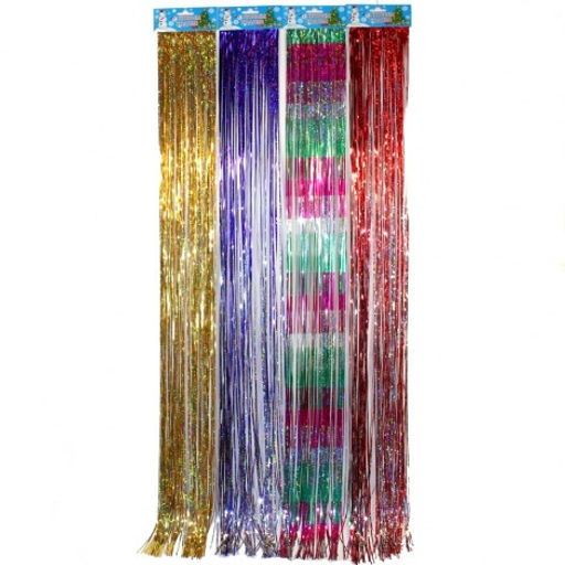 Цена за 2 шт. Дождик новогодний 1м *20см, голографический, цвет ассорти (ДГ-202) Россия