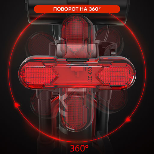 Фонарь задний COMIRON TA10 корпус: ABS, IPX5; свет: COB(5LED), 80lm; аккум: 220mAh, USB; четыре режима, поворотный на 360С. /уп 10/500/ - Галеонтрейд фото 8