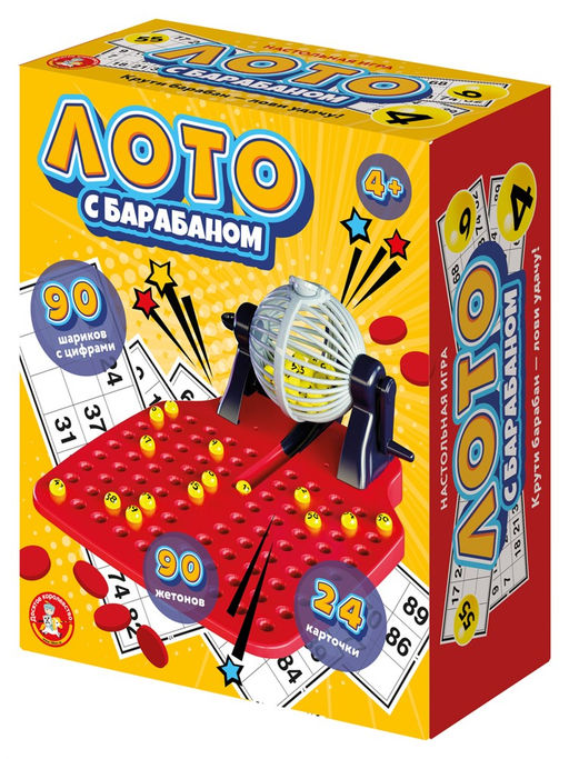 Игра настольная "Лото. С барабаном" (05907) 4+, "Десятое королевство"