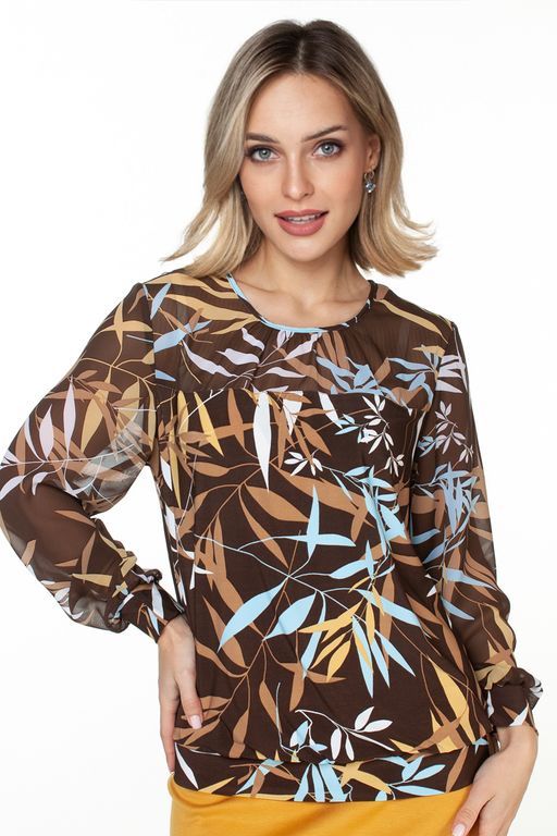 Блузка женская 4130-24/09/Оливково-зеленый, коричневый - Rise фото 3