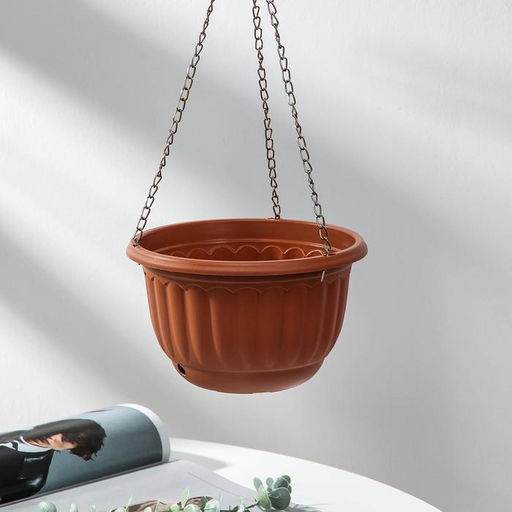 Кашпо для цветов подвесное с дренажной сеткой «Веста», 2 л, пластик, коричневое