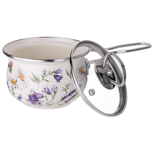 КОВШ ЭМАЛИРОВАННЫЙ СЕРИЯ FLOWER STORY 0,9Л, ДИА 14 СМ - Agness фото 5