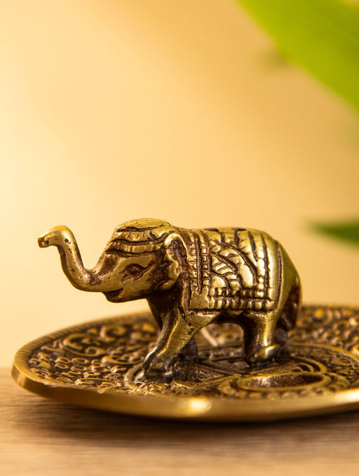 Подставка под благовония Слоник на тарелке латунь 7 см - Simaland фото 4