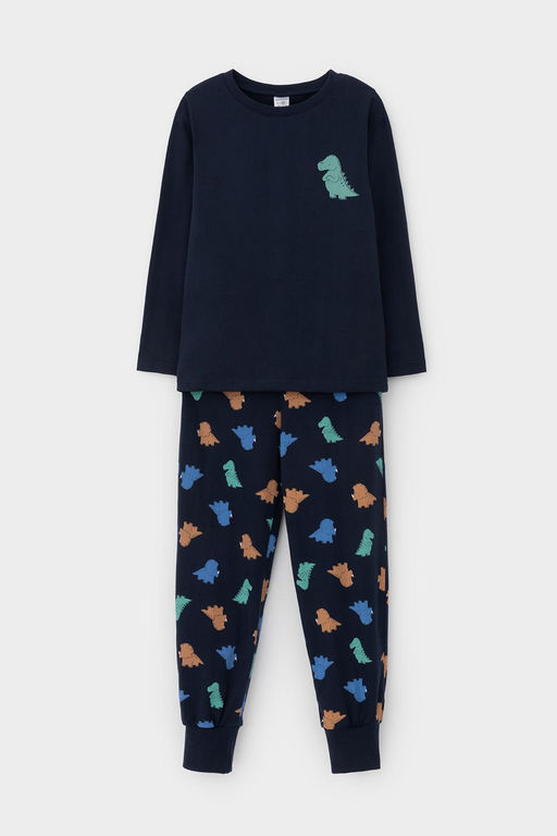 К 1606/индиго,цветные мини дино пижама дет