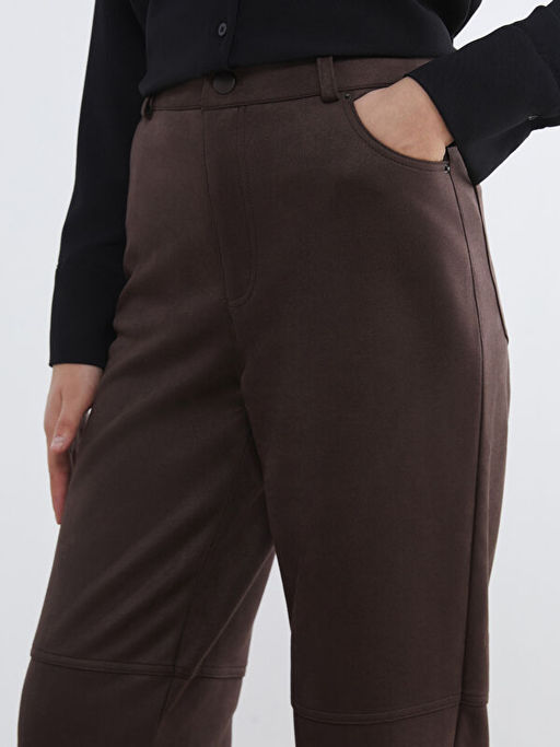 Standart Fit Kad?n S?et G?r?n?ml? Pantolon