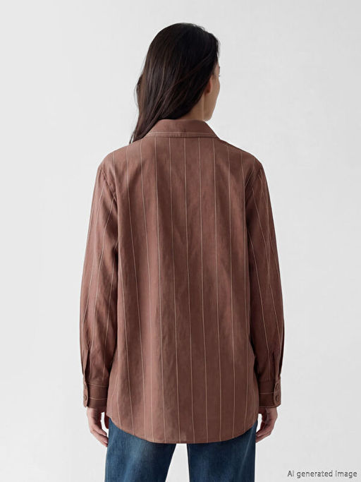 Fular Yakal? ?izgili Kad?n G?mlek Tunik