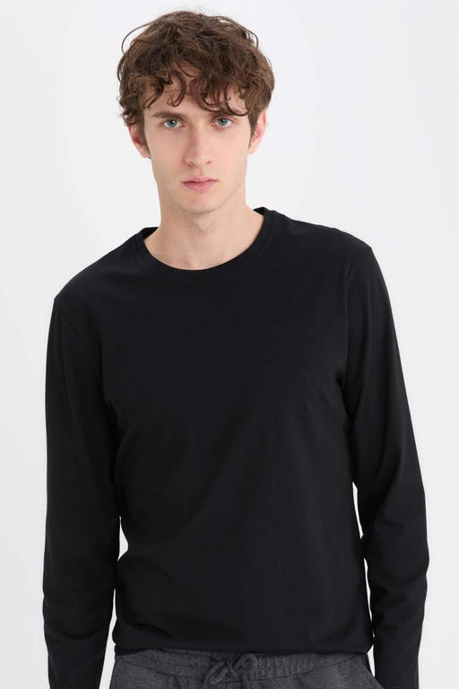 Slim Fit Dar Kesim Bisiklet Yaka Uzun Kollu Ust - Defacto фото 2