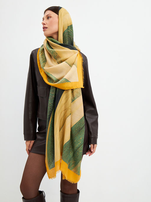 Большой, мягкий, тонкий и очень нежный двусторонний палантин с рисунком - Tantino фото 8