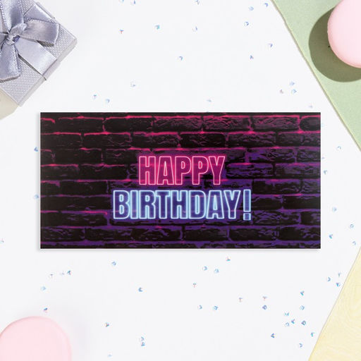 Цена за 10 шт. Конверт для денег Happy Birthday! неон, 16х8 см - Дарим красиво фото 2