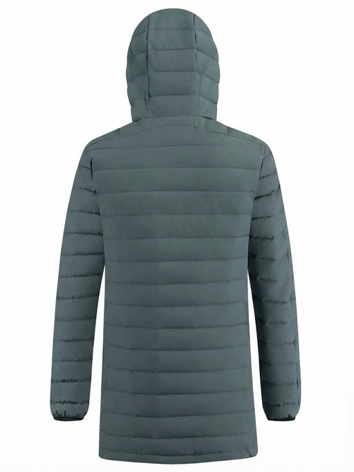 Куртка мужская удлинённая стёганая с капюшоном и графеновой подкладкой утеплитель тинсулейт