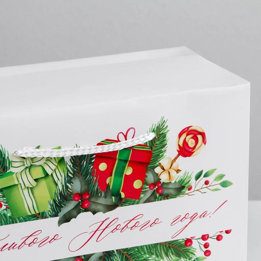 Пакет-коробка «Счастливого Нового года», 28 х 20 х 13 см