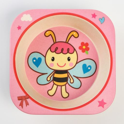 Набор бамбуковой посуды Бабочка, 5 предметов: тарелка, миска, стакан, вилка, ложка - Крошка я фото 4