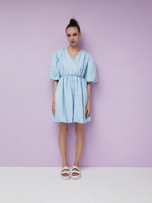 Платье из фактурной ткани с объемными рукавами длиной - Incity фото 2