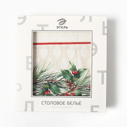 Скатерть новогодняя Этель Christmas wreath, 150?180 см +/-3 см с ВГМО, 100% хлопок, саржа 190 г/м?