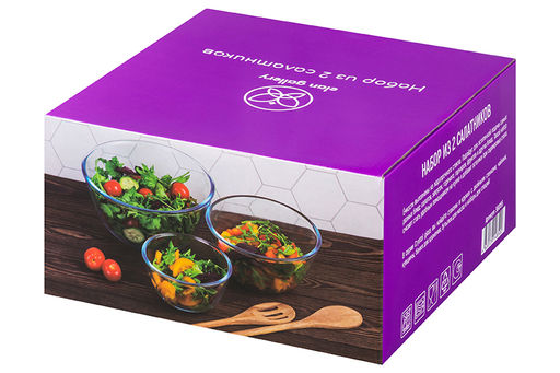 Набор 2 салатников 1050 мл, 2,1 л Crystal glass, стекло - Elan gallery фото 16