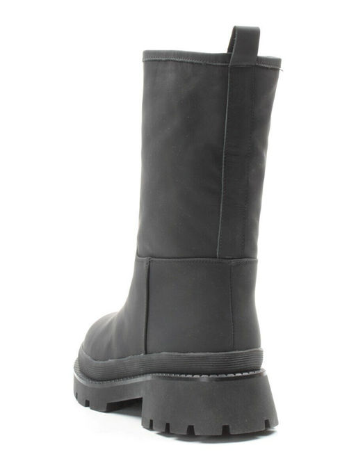 04-C186M BLACK Ботинки зимние женские (натуральная кожа (нубук) натуральный мех)