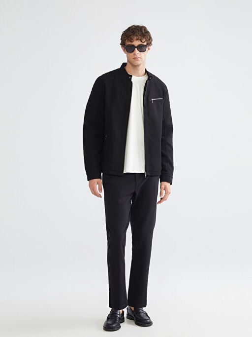 Slim Fit Biker Yaka Erkek Mont