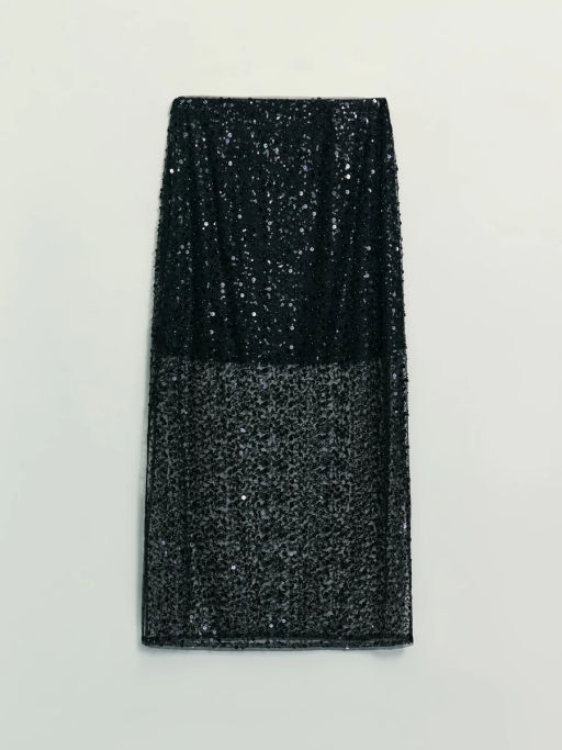 Двухслойная юбка миди c пайетками / Zarina