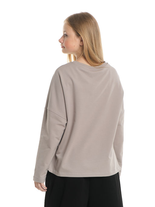 Свитшот для девочки однотонный 22-7685 серый - Mini maxi фото 5