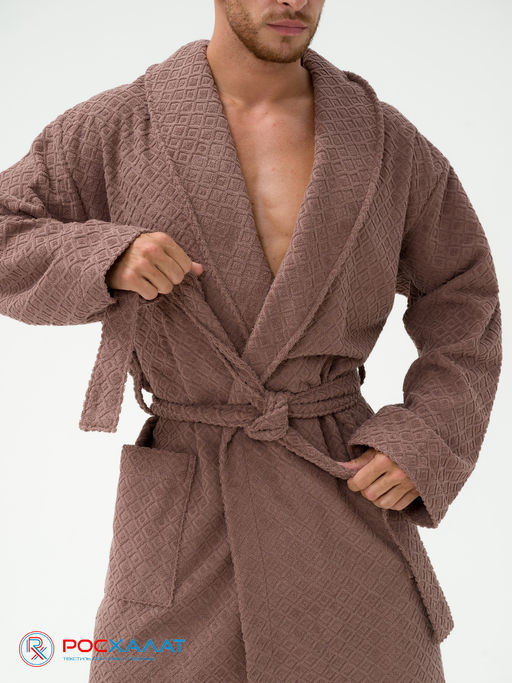 Жаккардовый мужской махровый халат с шалькой МЗ-11 (118)