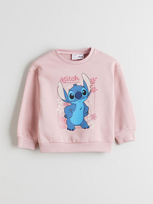 Bisiklet Yaka Stitch Bask?l? K?z ?ocuk Sweatshirt