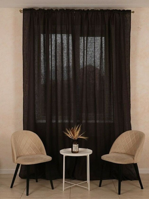 Штора гладкокраш. Белладонна тесьма п/лен 145*270 см. - Лен поволжья фото 3