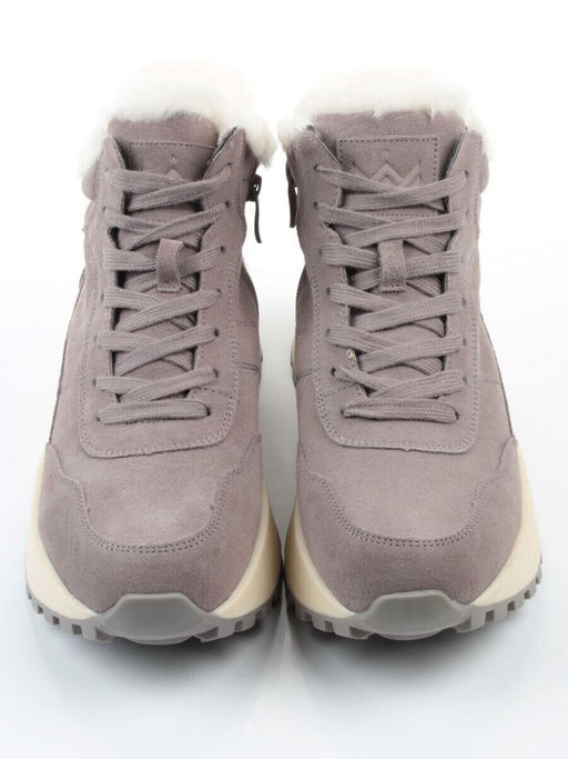 04-PAML08-3Z GRAY Ботинки зимние женские (натуральная замша, 100% шерсть, натуральный мех)