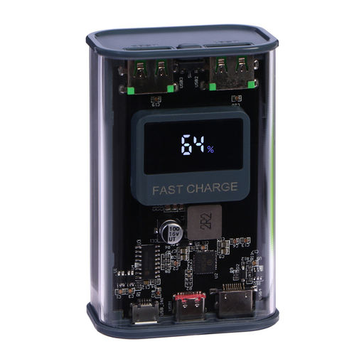 Внешний портативный аккумулятор CRR-28, 10000 мАч, 2USB, 3 А, с дисплеем, быстрая зарядка, серый