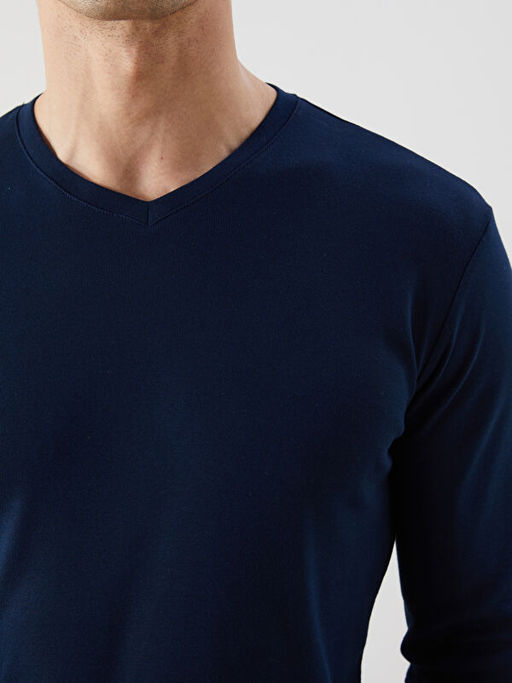 V Yaka Uzun Kollu Erkek Sweatshirt