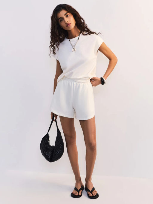 Футболка со спущенным плечом из хлопка ZR2605013412-2 / Zarina