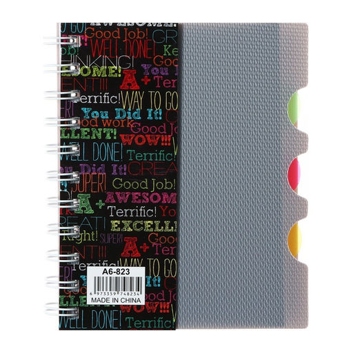 Блокнот на гребне А6, 100 листов, линия, обложка пластик, с разделителями Граффити, МИКС - Calligrata фото 5