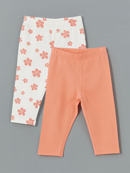 Beli Lastikli ?i?ekli K?z ?ocuk Tayt 2li