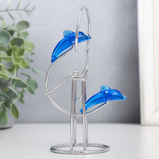 Маятник настольный антистресс «Дельфины: друг за другом с кольцом и шариком», 13×7×5.5 см