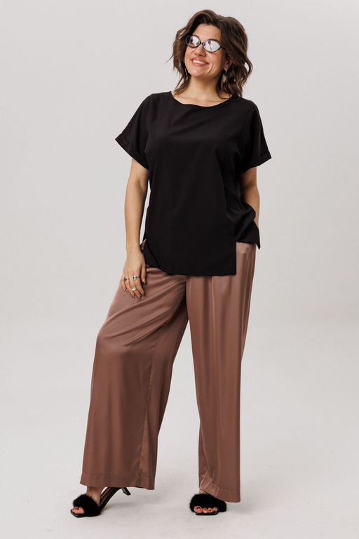 Топ ANELLI 1576 черный кофе  фото 5