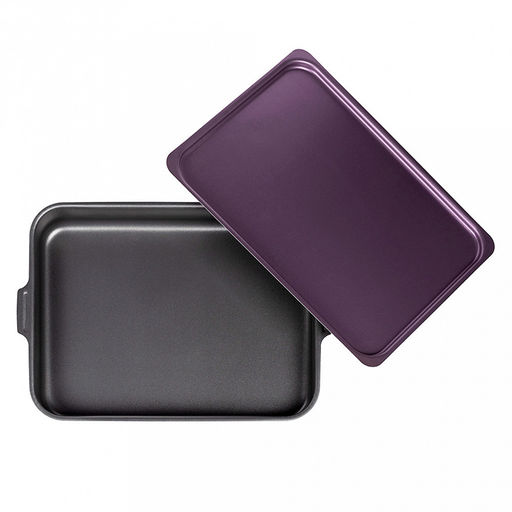 "Violet" Противень с антипригарным покрытием 23х30х6,1см, s0,9мм, металлическая крышка (Россия)