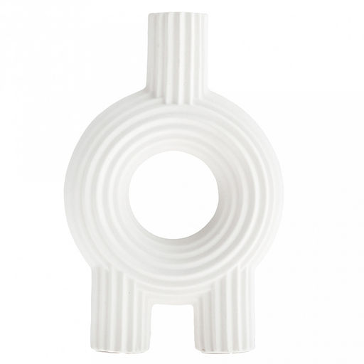 Ваза керамическая "Кабо-Верде" 800мл, 11,3х3,2см h17,3см, д/горла - 1,8см, матовая, фактурная глазурь, цвет - белый, в коробке (Китай)