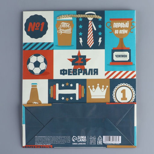 Цена за 2 шт. Пакет подарочный ламинированный, упаковка, С 23 февраля, ML 21?25?8 см