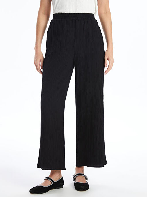 Beli Lastikli D?z Geni? Pa?a Kad?n Pantolon