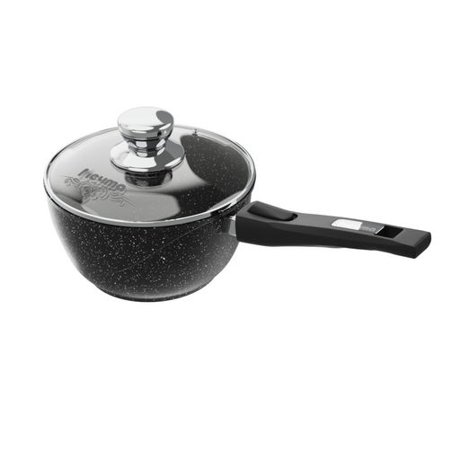 Ковш алюмин. 1,2л (АП) Гранит black с несъемной ручкой, стекл.крышкой (81802) (Мечта)