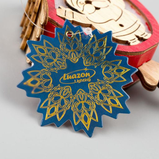 Ёлочная игрушка Домик с Дедом Морозом, 9х8х4 см, от батареек, свечение тёплое белое - Luazon lighting фото 5