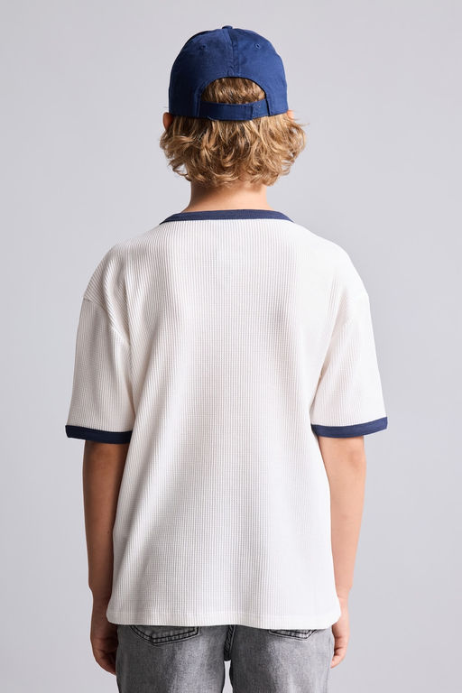 %100 Pamuk Overshirt Fit Biyeli Waffle Ti__rt Erkek _ocuk - Defacto фото 5