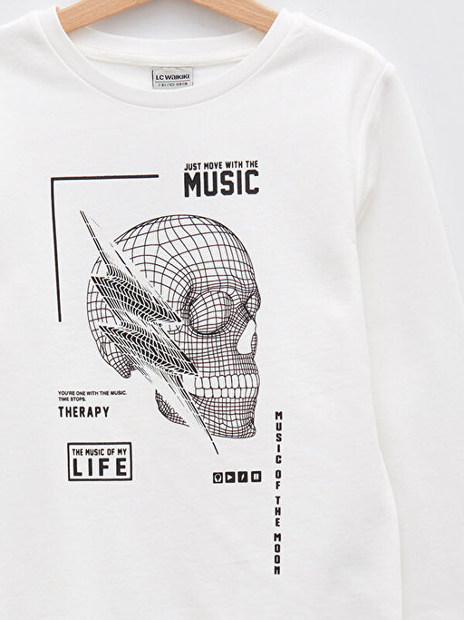 Bisiklet Yaka Bask?l? Uzun Kollu Erkek ?ocuk Sweatshirt - Waikiki фото 3